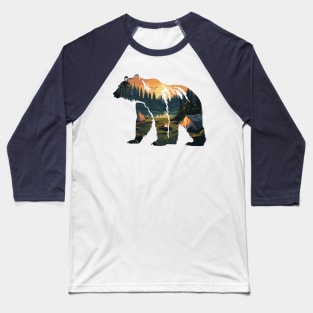 Bear Silhouette Forest Landscape - For Bear Lovers Baseball T-Shirt